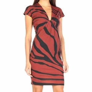 Roberto Cavalli Women's Brick Red Twisted Zebra-Print Stretch-Jersey Dress 2, 4